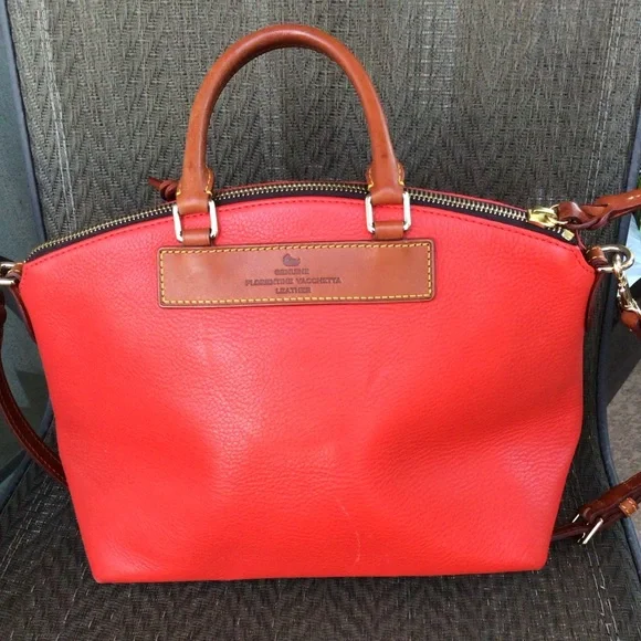 Dooney & Bourke Florentine Red Vachetta Leather Dillon Satchel Bag - Picture 2 of 5